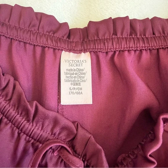 Victoria's Secret Burgundy Lace Trim Pajama Set - Picture 3 of 7